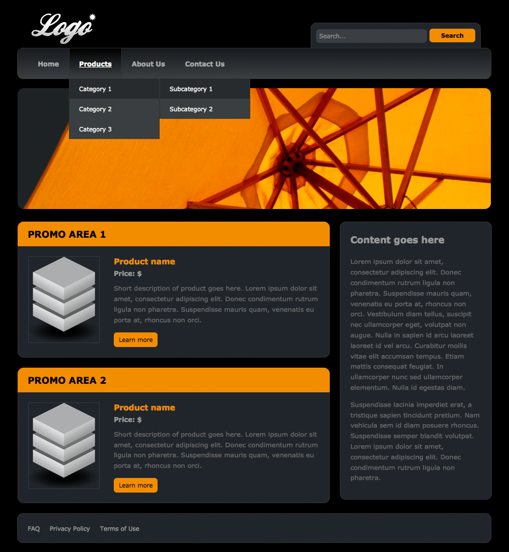 Containers Dreamweaver template